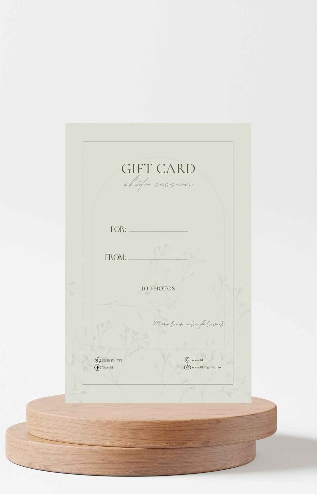 Editable Printable Photography Gift Card Thank You Card Pricing ...