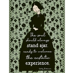 Carte postale Emily Dickinson avec citation entrouverte 4 x 6