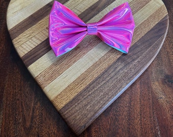 Halographic Hot Pink Bow Barrette