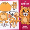 Printable Cut and Paste Cat Craft, Paper Animal, Build a Cat, Create ...