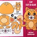 Printable Cut and Paste Cat Craft, Paper Animal, Build a Cat, Create ...