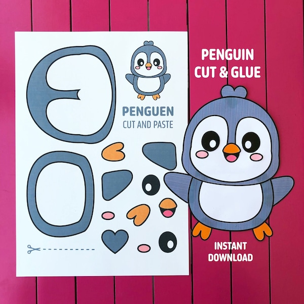 Printable Cut and Paste Penguin Craft, Paper Animal, Create your Penguin, Cut & Glue Activities for Preschool, Kindergarten and Toddler