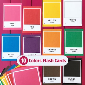 10 kleuren Flash-kaarten in het Engels voor thuisschool en kleuterschool, afdrukbare Montessori-materialen, educatieve kaarten