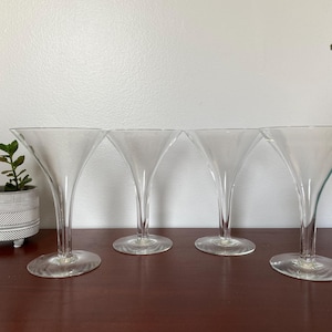 hollow stem martini glasses, set of 4. Vintage glasses. Martini glasses.