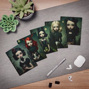 Lost Little Goth Girl Halloween Wiccan Pop surrealism art note Multi-Design Greeting Cards (5-Pack)