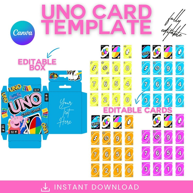 Editable UNO Cards Canva Template Etsy Australia Editable UNO Cards Canva Template Etsy Australia
