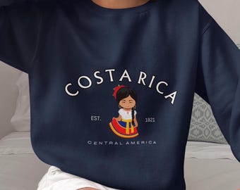 Sudadera de Costa Rica, recuerdo de Costa Rica, regalo de Costa Rica, camisa de Costa Rica, suéter de Costa Rica, traje típico de Costa Rica, sudadera con capucha de Costa Rica