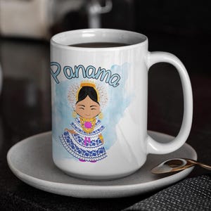Panama Ceramic Mug, Panama Mug,Custom Panama Mug, Personalized Ceramic Mug, Panama Souvenir,Panama Pollera Ceramic Mug, Panama Gif