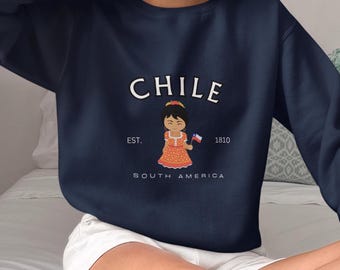 Sudadera de Chile, Sudadera con capucha de Chile, Recuerdo de Chile, Regalo de Chile, Camiseta de Chile, Suéter de Chile, Chile, Sudadera personalizada de Chile, Regalo de Chile, Chile