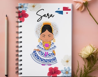 Cuaderno espiral de Panamá personalizado, cuaderno espiral de Panamá, cuaderno panameño con nombre personalizado, cuaderno de recuerdo de Panamá, regalo de Panamá, Panamá