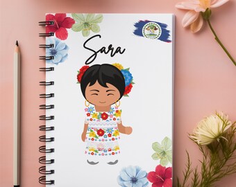 Cuaderno espiral personalizado de Belice, cuaderno espiral de Belice, cuaderno de Belice con nombre personalizado, recuerdo de Belice, regalo de Belice, cuaderno de Belice, Belice