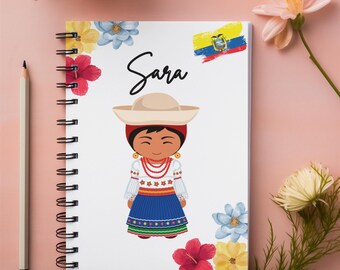 Cuaderno espiral personalizado de Ecuador, cuaderno espiral de Ecuador, cuaderno ecuatoriano con nombre personalizado, cuaderno de recuerdo de Ecuador, regalo de Ecuador, Ecuador