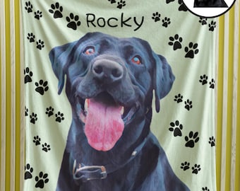 Custom Pet Blanket, Custom Dog Blanket, Custom Cat Blanket,Personalized Dog or Cat Portrait with Name,Perfect Gift for Pet Lovers, Pet Gift