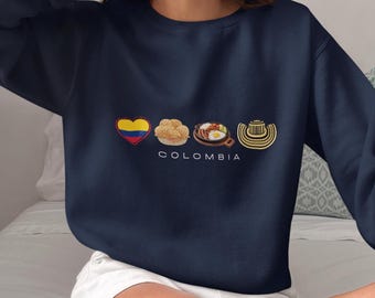 Sudadera de Colombia, Sudadera con capucha de Colombia, Regalo de Colombia, Camiseta de Colombia, Recuerdo de Colombia, Camiseta de Colombia, Orgullo de Colombia, Arepa, Colombia