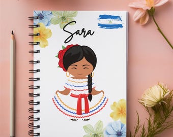 Cuaderno espiral personalizado de Nicaragua, cuaderno espiral de Nicaragua, cuaderno nicaragüense con nombre personalizado, cuaderno de recuerdo de Nicaragua, regalo de Nicaragua