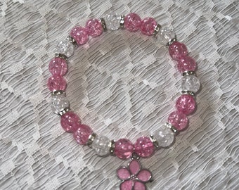 Roze bloem bedelarmband