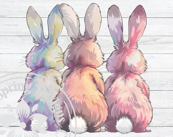 Cute Pastel Easter Bunny Clipart, Digital Download PNG Instant DIGITAL ONLY, Tshirt Design, Mug File