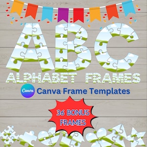 Canva Alphabets Template, Canva Numbers Template, Editable Canva Letters Template, Puzzle Template, Canva Alphabet Font, Easy drag and drop