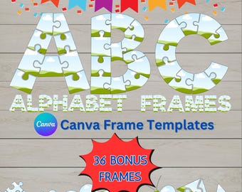 Canva Alphabets Template, Canva Numbers Template, Editable Canva Letters Template, Puzzle Template, Canva Alphabet Font, Easy drag and drop