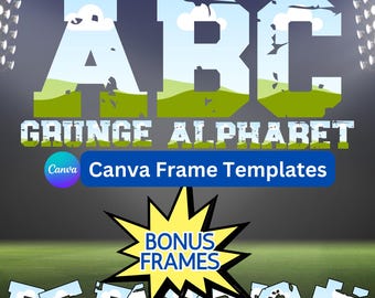 Canva Template, Canva Editable Template, Editable Canva Frame Letters, Grunge Template, Your own Pattern, Personalize Template, drag & drop