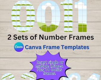Canva Numbers Template, Canva Frame Template, Editable Canva Numbers Template, Your own Pattern, Canva Number Font, Easy drag and drop