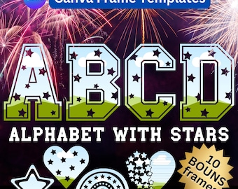 Stars Canva Template, Canva Editable Template, Editable Canva Frame, Party Template, Custom Design, Personalize Template, drag and drop