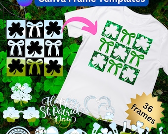 Canva Template, Canva Editable Template, St. Patricks Day Editable Canva Frame, Party Template, Custom Design, Personalize Template Shamrock