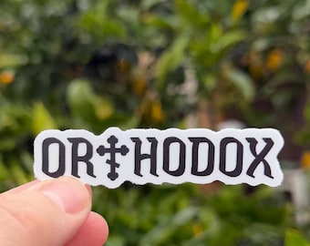 Orthodox Cross Sticker, Christian Vinyl Decal for Laptop or Water Bottle