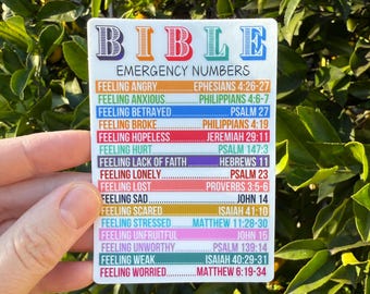 Bible Emergency Numbers Sticker Christian Sticker Faith Based Sticker Bible Sticker Laptop Water Bottle Sticker Bible Verse Vinyl Sticker