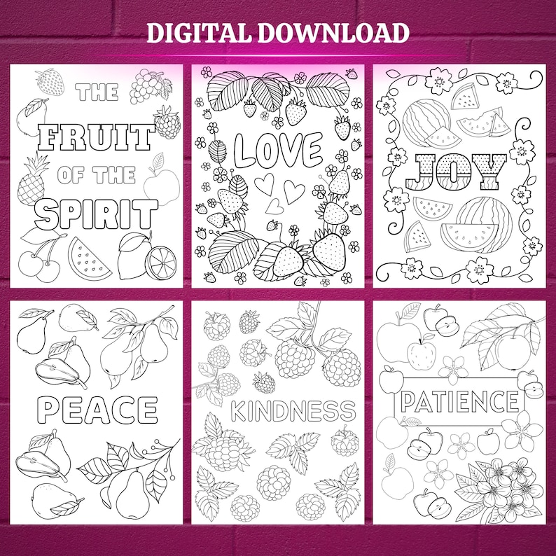 Fruit of the Spirit Printable Coloring Pages Sunday School Art Bible ...
