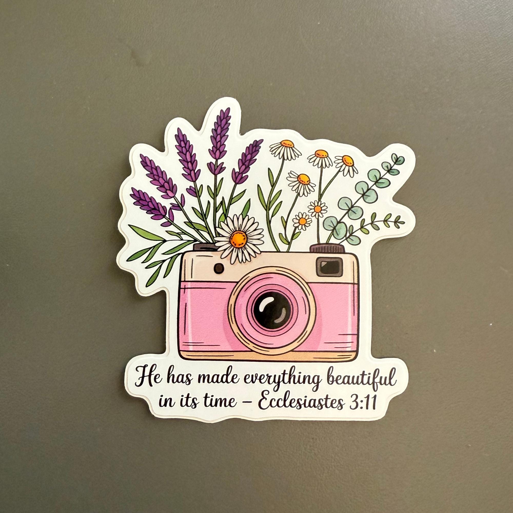 Christian Floral Camera Sticker Bible Verse Sticker Ecclesiastes 3:11 ...