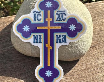 Christian Orthodox IC XC NIKA Jesus Christ Conquers Cross Sticker 3"