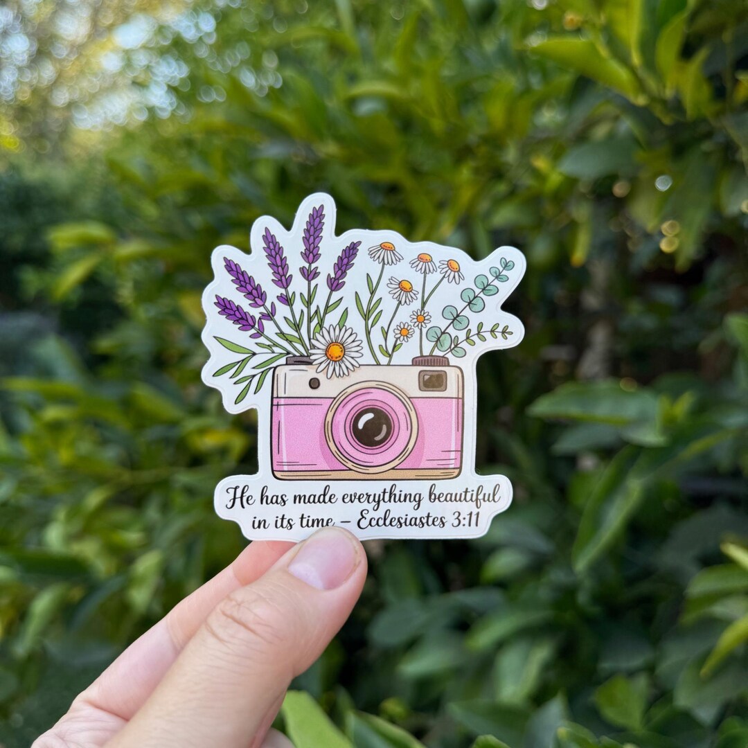 Christian Floral Camera Sticker Bible Verse Sticker Ecclesiastes 3:11 ...