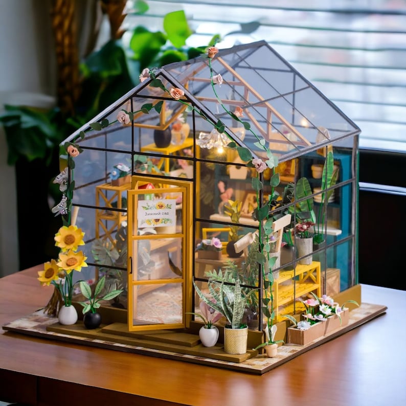 Miniature Greenhouse DIY Kit, Greenhouse Diorama, Cathy's Flower House, Home Decor and Gifts