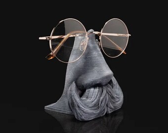 Nosy Friend Eyeglasses Holder - Dark Grey, Nose with Mustache Design