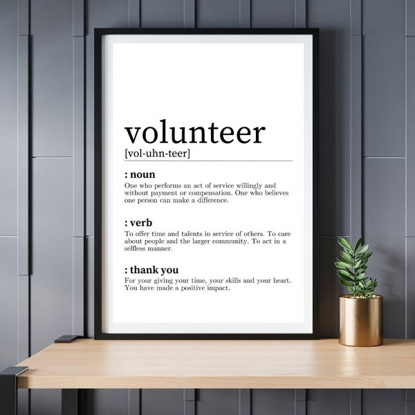Definição de voluntário: presente de agradecimento (download digital)