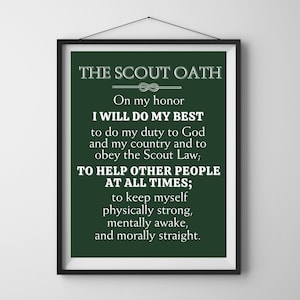 SCOUT PRINT SERIES: Digital download of three 8x10 prints; Scout Law, Scout Oath, Scout Outdoor Code; display together or individually