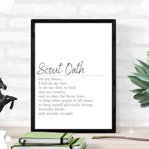 SCOUT DEFINITION SERIES: Digital download of three 8x10 prints; Scout Law, Scout Oath, Scout Outdoor Code; display together or individually