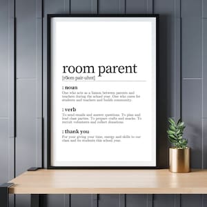 DEFINITION Zimmer Elternteil: Danke Geschenk oder Notiz für Zimmer Elternteil, digitaler Download, minimales Design macht große gerahmte Kunstwerke