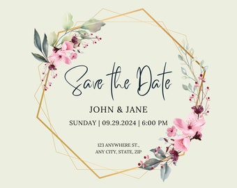 Floral Invitation, Editable Template