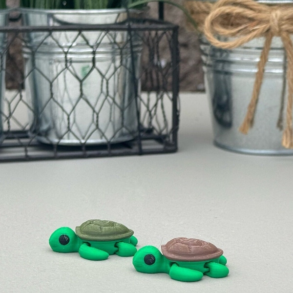 3D Printed Turtle Fidget Toy Sensory Pet Cute 3D Print Mini Green Sea Turtle for Gift Idea for Ocean Lover