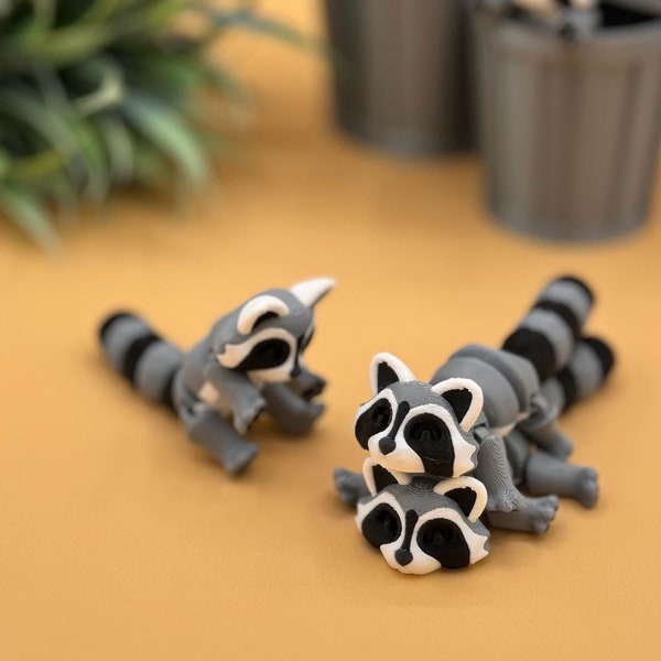 3D printed raccoon fidget, sensory toys, trash can storage container, cute 3D print toy, Gift for raccoon lovers or birthday party
