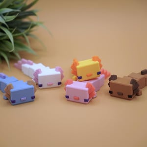 3D Printed Pixelated Axolotl Fidget Toy, Baby Axolotl Sensory Aid, Gift for Axolotl Lovers or Birthdays
