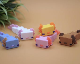 3D Printed Pixelated Axolotl Fidget Toy, Baby Axolotl Sensory Aid, Gift for Axolotl Lovers or Birthdays