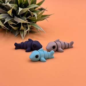 3D Printed Baby Shark Fidget Toy Bundle, Cute 3D Print Miniature Gray or Blue Shark Sensory Aid, Gift for Marine Animal Lovers, Shark Week