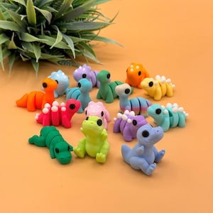 3D Printed Baby Dinosaur Fidget Toy Bundle, 3D Print Mini Cute Dino Gift Idea, Triceratops, T-Rex, Stegosaurus, Brachiosaurus, Pterodactyl