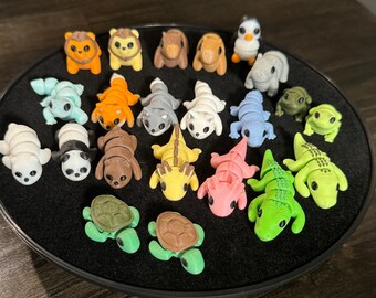 3D Printed Zoo Animal Toy Bundle Colorful Flexible Fidget Sensory Pet Cute 3D Print Safari Mini Gift Idea Assorted Set of 14 Toys Spring