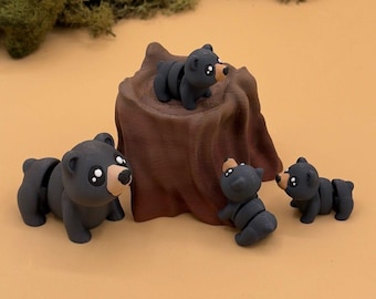 3D printed black bear fidget or sensory toys, cute 3D print toy, Gift for animal lovers or birthday party
