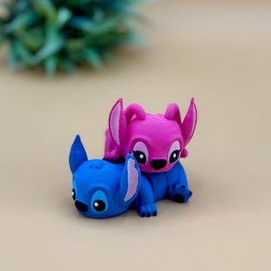 3D Printed Stitch and Angel Inspired Fidget Toy, Cute Blue and Pink Lilo & Stitch Toy Bundle, Gift Idea for Birthday or back to school