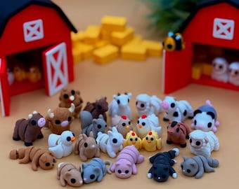 3D Printed Farm Animal Fidget Toy Bundle, Cute 3D Print Mini Sensory Toy Assortment, Birthday Gift Ideas, Party Favor, Summer Boredom Buster